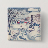 ヴィンテージ クリスマス 森の雪景色 スノー 缶バッジ (正面)