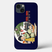 ヴィンテージ クリスマス、楽しそうなおもちゃ遊びをする少年 Case-Mate iPhoneケース (裏面)