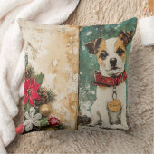 ヴィンテージ クリスマス 犬 ピロー - 田舎風ホリデー (ブランケット)