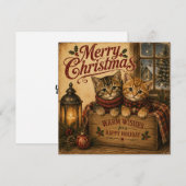 ヴィンテージ クリスマス 猫 フラットカード (正面/裏面)