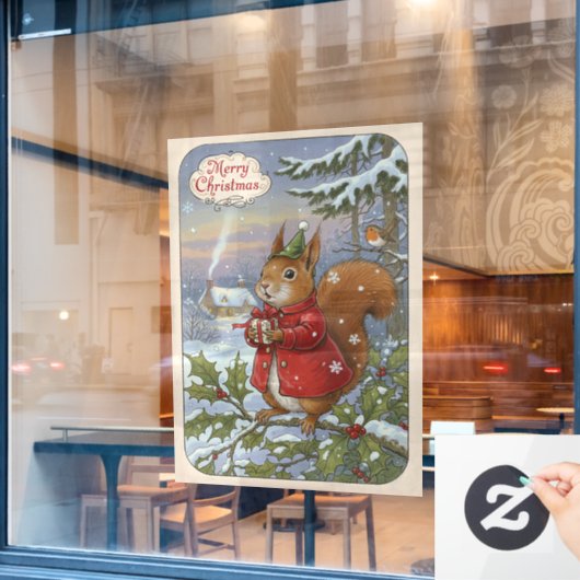 ヴィンテージ クリスマス 窓用ステッカー ウィンドウサイン (カフェ窓)