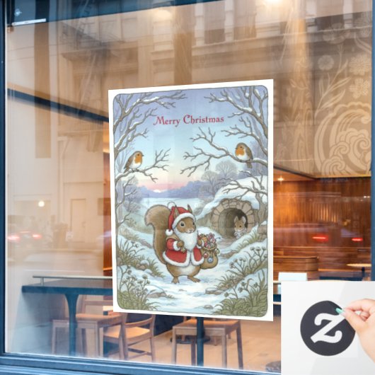 ヴィンテージ クリスマス 窓用ステッカー ウィンドウサイン (カフェ窓)