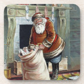 ヴィンテージ・クリスマス、聖ニコラス暖炉 コースター (正面)