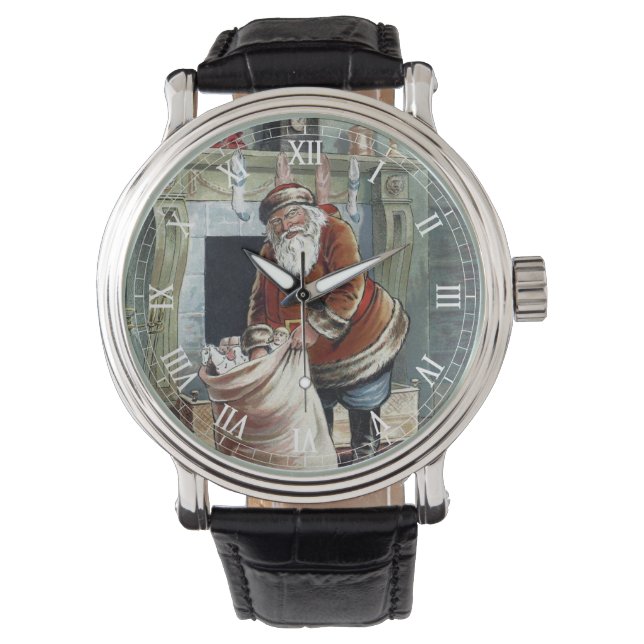 ヴィンテージ・クリスマス、聖ニコラス暖炉 腕時計 (正面)