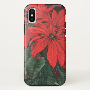 ヴィンテージ クリスマス 赤いポインセチア 植物 花 iPhone XSケース