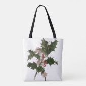 ヴィンテージ クリスマス、赤い実のホーリーの植物 トートバッグ (裏面)