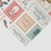 ヴィンテージ クリスマス 郵便切手 パターン 薄葉紙 (詳細)
