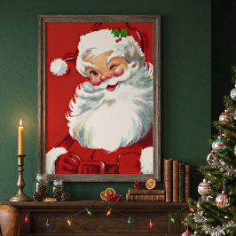 ヴィンテージ クリスマス、陽気なウィンクのサンタクロース ポスター