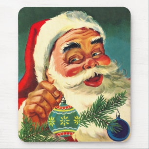 ヴィンテージ クリスマス、陽気なレトロ サンタクロース 1950年代 マウスパッド