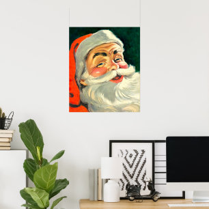 ヴィンテージ クリスマス、陽気なレトロ サンタクロース 50's ポスター