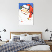 ヴィンテージ クリスマス、音楽と陽気なサンタクロース キャンバスプリント (インサイチュ (寝室))