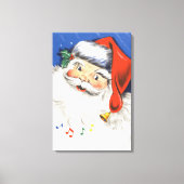 ヴィンテージ クリスマス、音楽と陽気なサンタクロース キャンバスプリント (正面)