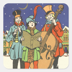 ヴィンテージ クリスマス 音楽家によるクリスマス・キャロル スクエアシール