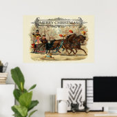 ヴィンテージ クリスマス 馬 冬の休日の楽しみ ポスター (ホームオフィス)