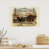 ヴィンテージ クリスマス 馬 冬の休日の楽しみ ポスター (キッチン)