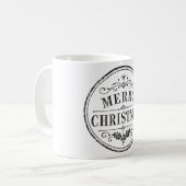 ヴィンテージ クリスマス 黒と白のマグカップ コーヒーマグカップ (正面左)