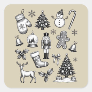 ヴィンテージ クリスマス 90年代 レトロ クリスマス ホリデー スクエアシール