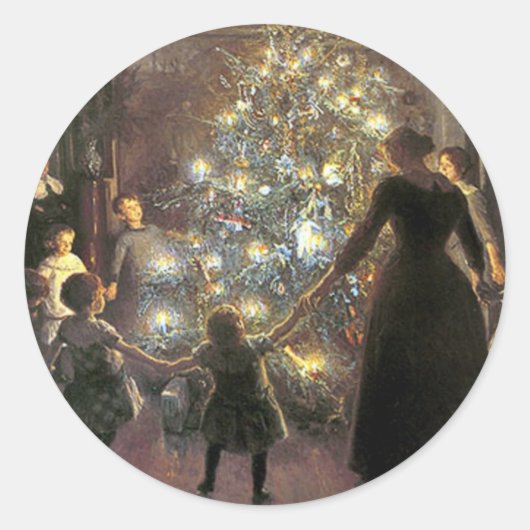 ヴィンテージ_クリスマス_dance_sticker ラウンドシール (正面)