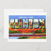 ヴィンテージ、クリントン、アイオワ州からの挨拶。 ポストカード (正面/裏面)