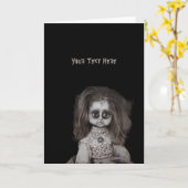 ヴィンテージ クリープィ スケアリー ホーンテッド ドール カード (黄色い花)