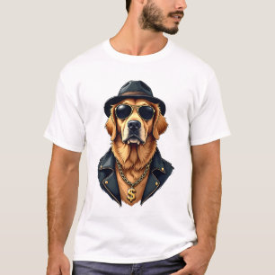 ヴィンテージ クール ゴールデンレトリバー 犬 サングラスをかけた姿 Tシャツ