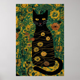 ヴィンテージ グスタフ・クリムト 黒猫の花園 ポスター