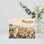 ヴィンテージ グラナダ スペイン アルハンブラ 水彩画 旅行 ポストカード (スタンド正面)