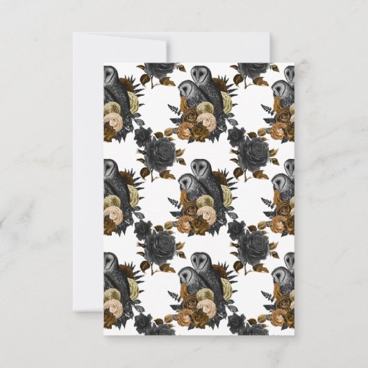 ヴィンテージ グラム アンバー オウル ゴシック ウェディング 出欠カード (裏面)