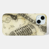 ヴィンテージ・グランジギターとマイクのiPhoneケース Case-Mate iPhoneケース (裏面 (横))