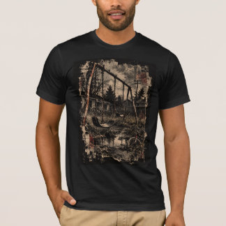 ヴィンテージ・グランジ風の廃遊園地グラフィック Tシャツ