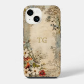 ヴィンテージ グランジ アーティザン ボタニカル モノグラム iPhoneケース (裏面)