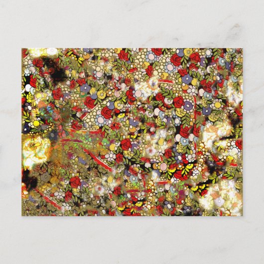 ヴィンテージ グランジ グラフィティ 壁紙 コラージュ デザイン ポストカード (正面)