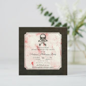 ヴィンテージ グランジ スカル クロスボーン 血まみれのハロウィン 招待状 (スタンド正面)