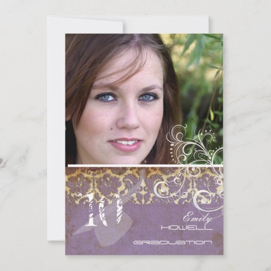 ヴィンテージ/グランジ/旋回/ダマスク/目盛 招待状 (正面)