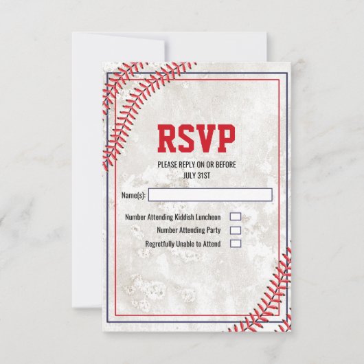 ヴィンテージ・グランジ 野球 RSVP カード (正面)