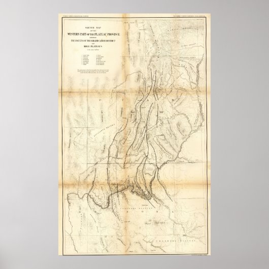ヴィンテージ グランドキャニオン地図 1883 ポスター (正面)