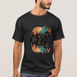 ヴィンテージ グリズリー ベア 水面の反射 野生動物 Tシャツ