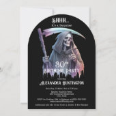 ヴィンテージ・グリム・リーパー・サプライズ 30歳の誕生日パーティー 招待状 (正面)