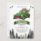 ヴィンテージ グリーントラック クリスマスパーティ 招待状 (正面)