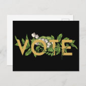 ヴィンテージ グリーンネリー フラワーズ エレガント フェミナインプ 投票しよう ポストカード (正面/裏面)