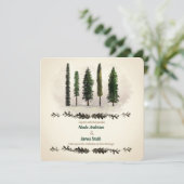 ヴィンテージ グリーンフォレスト ツリー ラスティック ウッディー ウェディング 招待状 (スタンド正面)