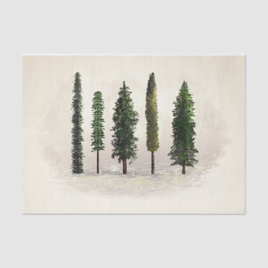 ヴィンテージ グリーンフォレスト ツリー ラスティック ウッディー ウェディング 薄葉紙 (正面)