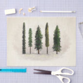 ヴィンテージ グリーンフォレスト ツリー ラスティック ウッディー ウェディング 薄葉紙 (クラフト)