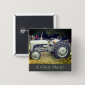 ヴィンテージ・グリーン・グレー・マッセイ・ファーガソン・トラクターの写真 缶バッジ (正面&裏面)