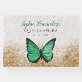 ヴィンテージ グリーン ゴールド バタフライ キンセアニエラ ゲストブック