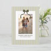 ヴィンテージ グリーン ストライプとリボンの写真 シーズンカード (スタンド正面)