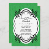 ヴィンテージ·グリーン·ダマスク·ブライダル·シャワーの招待 招待状 (正面/裏面)