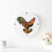 ヴィンテージ·グリーン·テール·フェザーズ·ルースター·コッケレル ラージ壁時計 (ホーム)