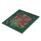 ヴィンテージ・グリーン・ピンク・フローラ・ドラゴンフライ タイル (側面)