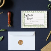 ヴィンテージ グリーン フローラル フレーム ラスティック ウェディング RSVP